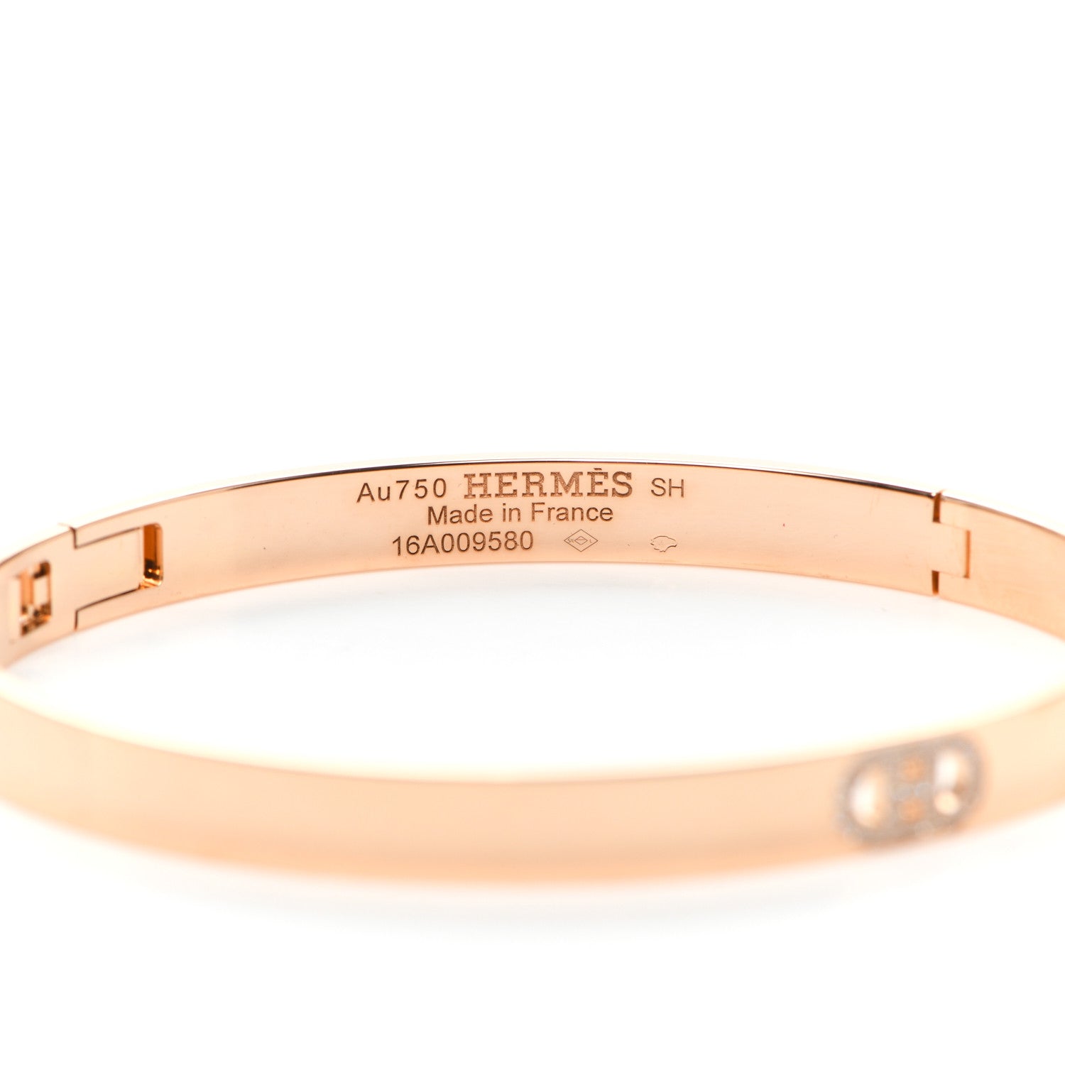 Hermes 18K Rose Gold Diamond PM H D'Ancre Bracelet SH 4 of 5