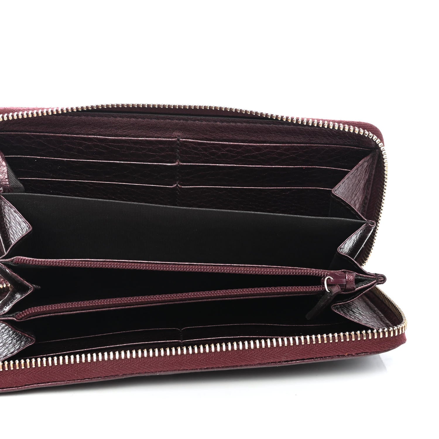 Gucci Metallic Cellarius Calfskin Soho Zip Around Wallet Classic Burgundy 4 of 4