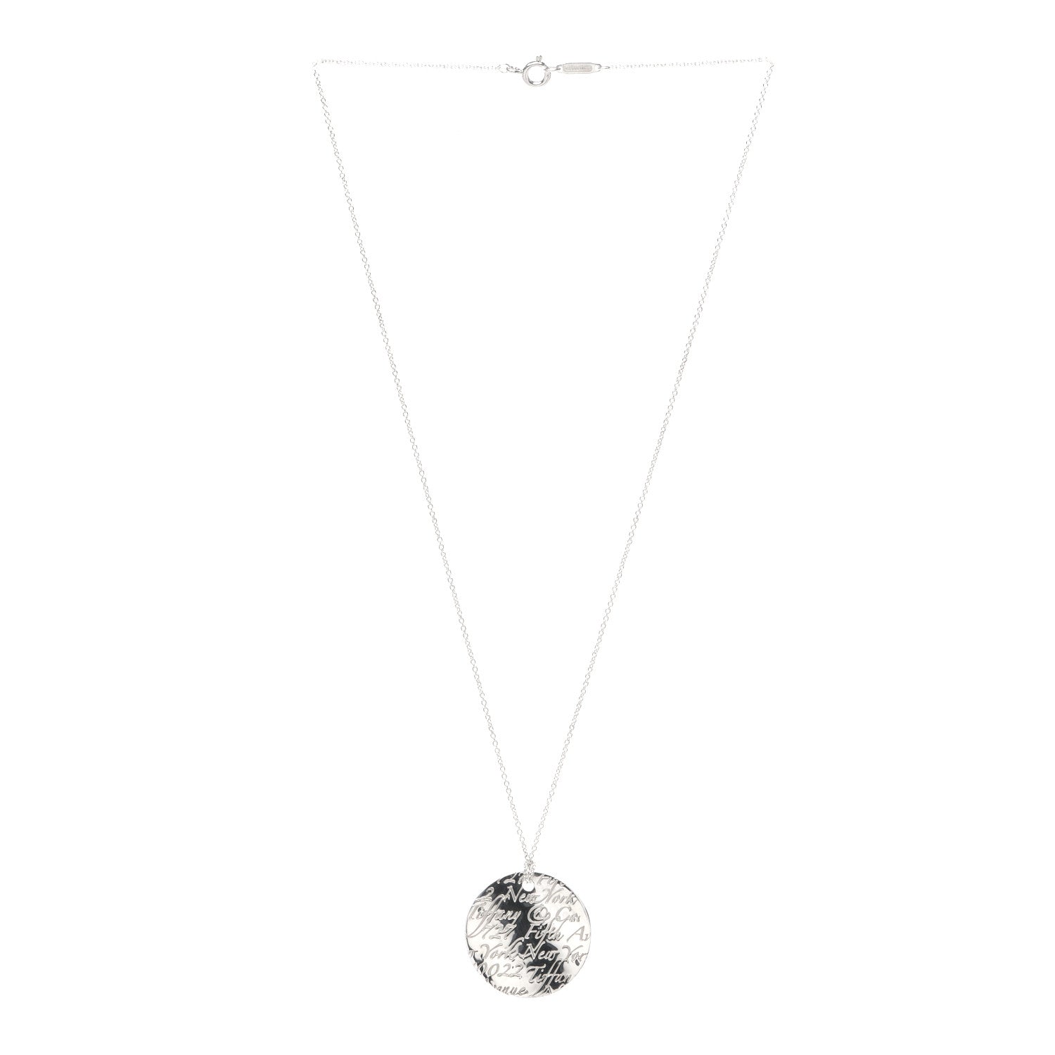 Tiffany Sterling Silver Notes Round Pendant Necklace 3 of 5