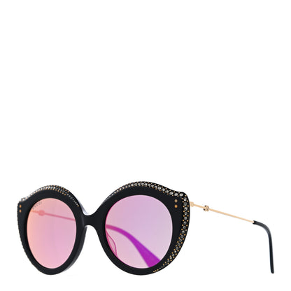 Gucci Crystal Cat Eye Sunglasses GG0214S Black Gold Pink 1 of 7