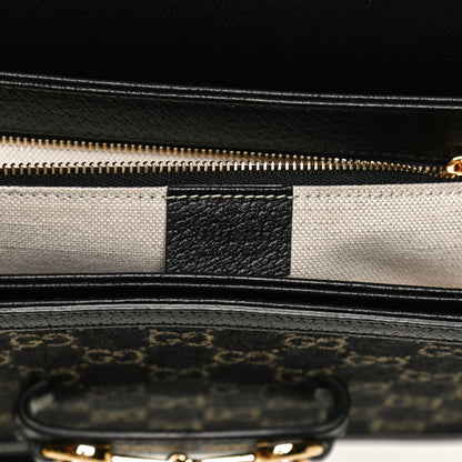 Gucci Jacquard Black Denim GG Monogram Textured Dollar Calfskin Horsebit 1955 Shoulder Bag Black Ivory 6 of 14