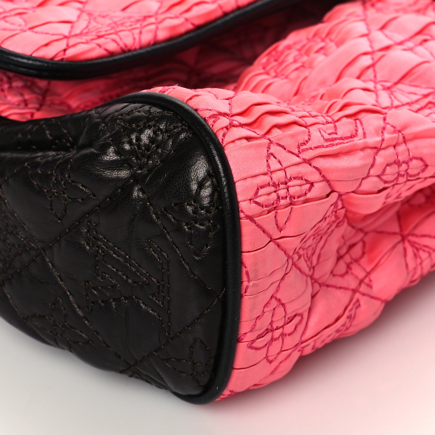 Satin Quilted Monogram Coquette Pochette Bunny Pink