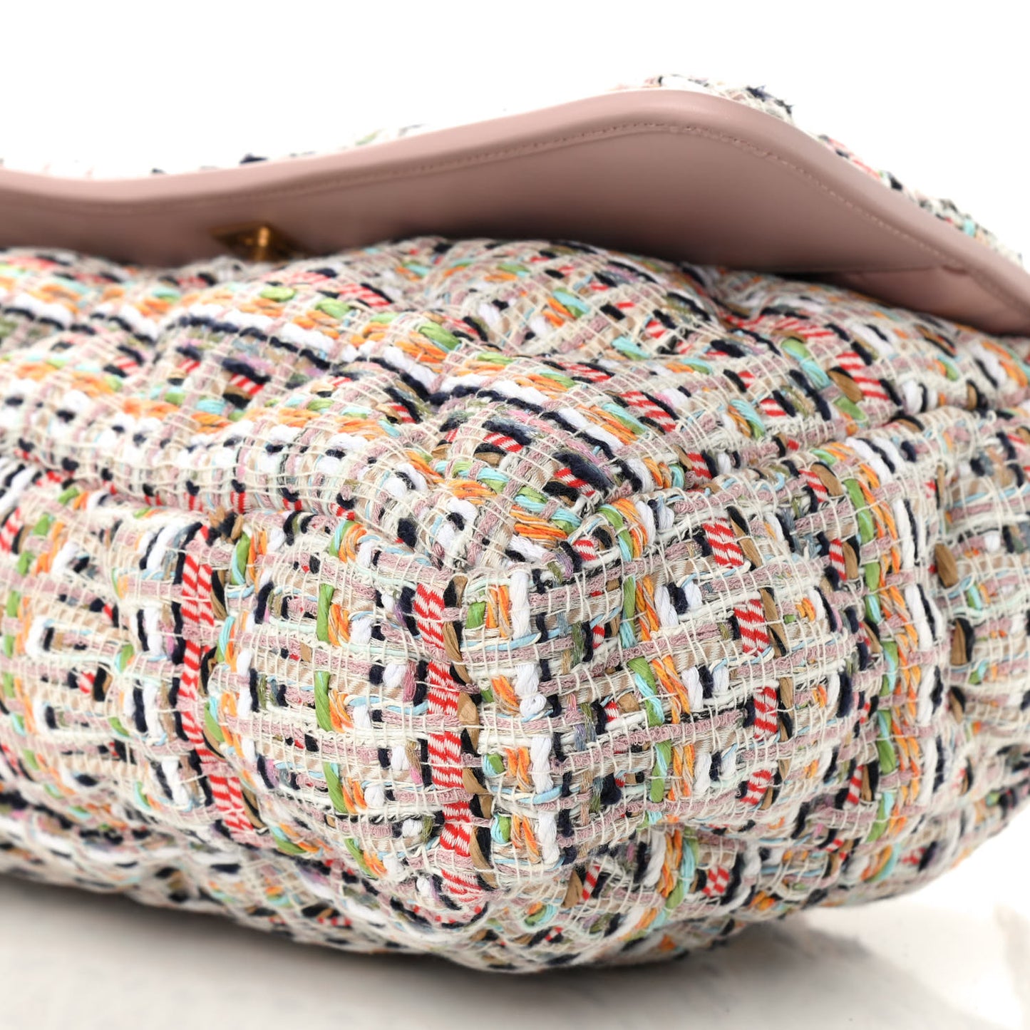 Tweed Bag Pink Flap Multicolor