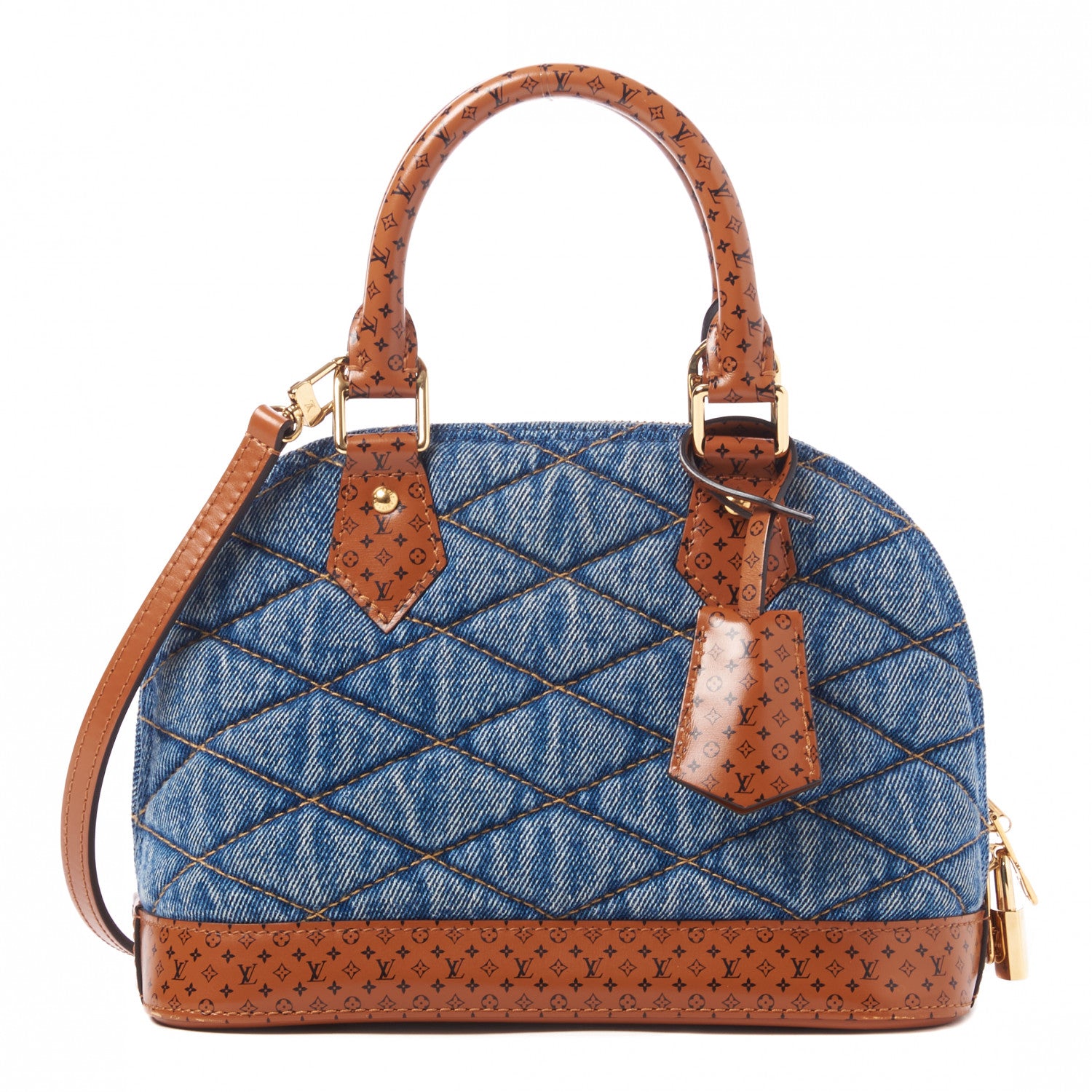 Louis Vuitton Denim Calfskin Reverse Monogram Malletage Alma BB Blue 1 of 8