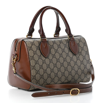 Gucci GG Supreme Monogram Cuoio Toscano Small Boston Beige Ebony Cuir 2 of 10
