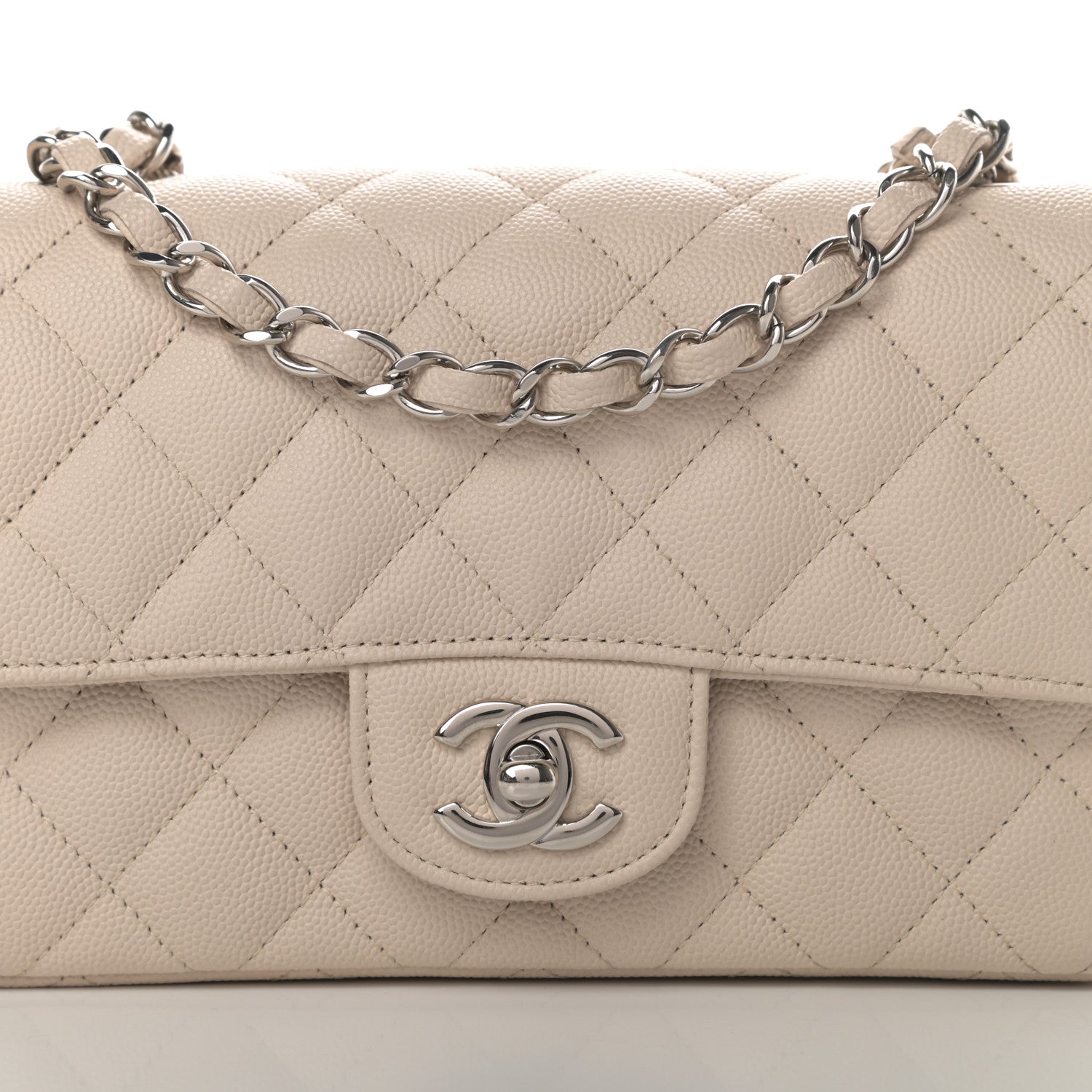 Chanel Caviar Quilted Mini Rectangular Flap Light Beige 8 of 11