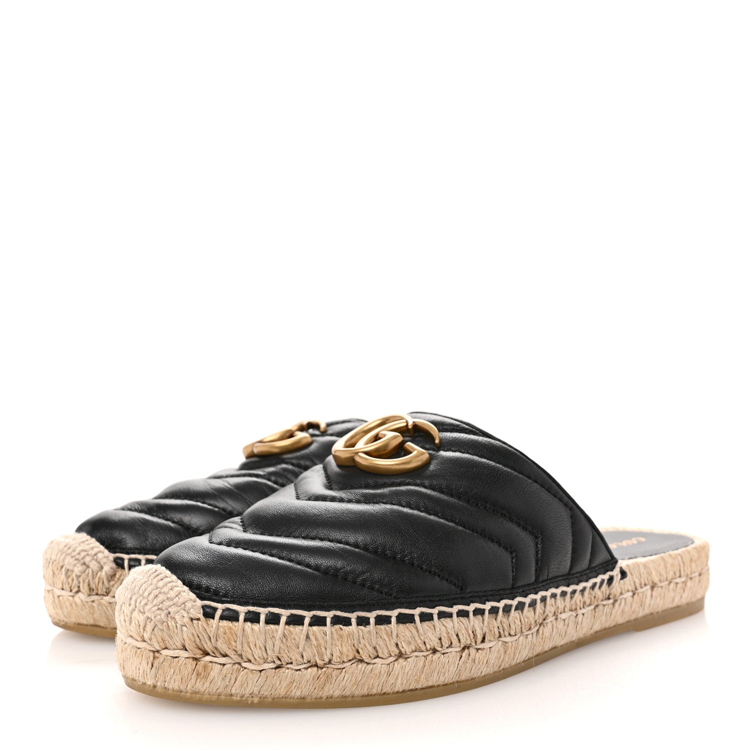Gucci Nappa Matelasse GG Marmont Espadrille Slippers 36 Black 4 of 10