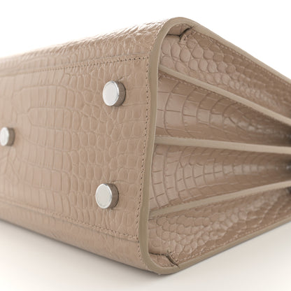 Saint Laurent Calfskin Crocodile Embossed Baby Sac De Jour Brown 10 of 13