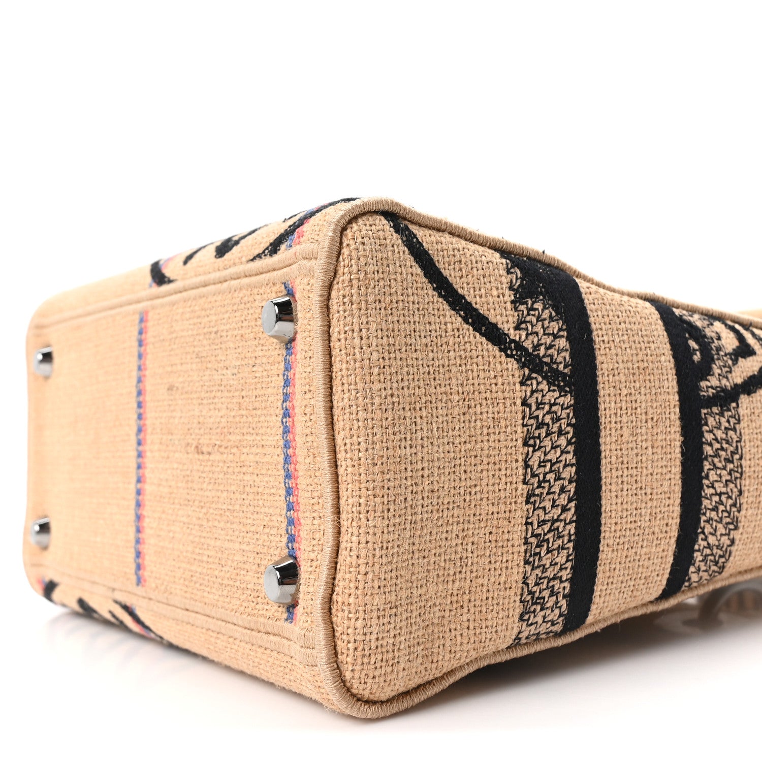 Christian Dior Canvas Jute Embroidered Medium Lady D-Lite Beige Multicolor 10 of 10