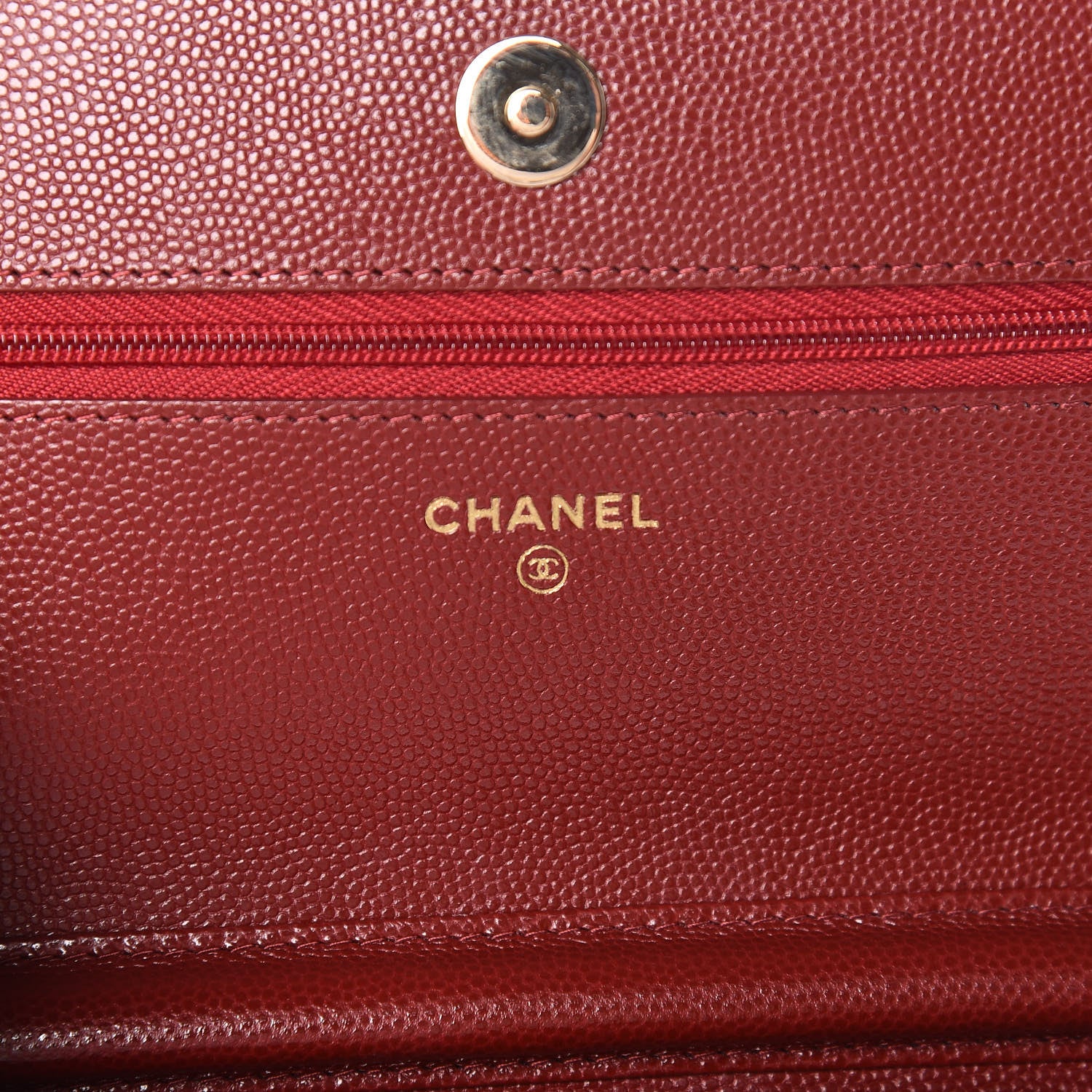 Chanel Caviar Quilted Wallet On Chain WOC Dark Red 8 of 12