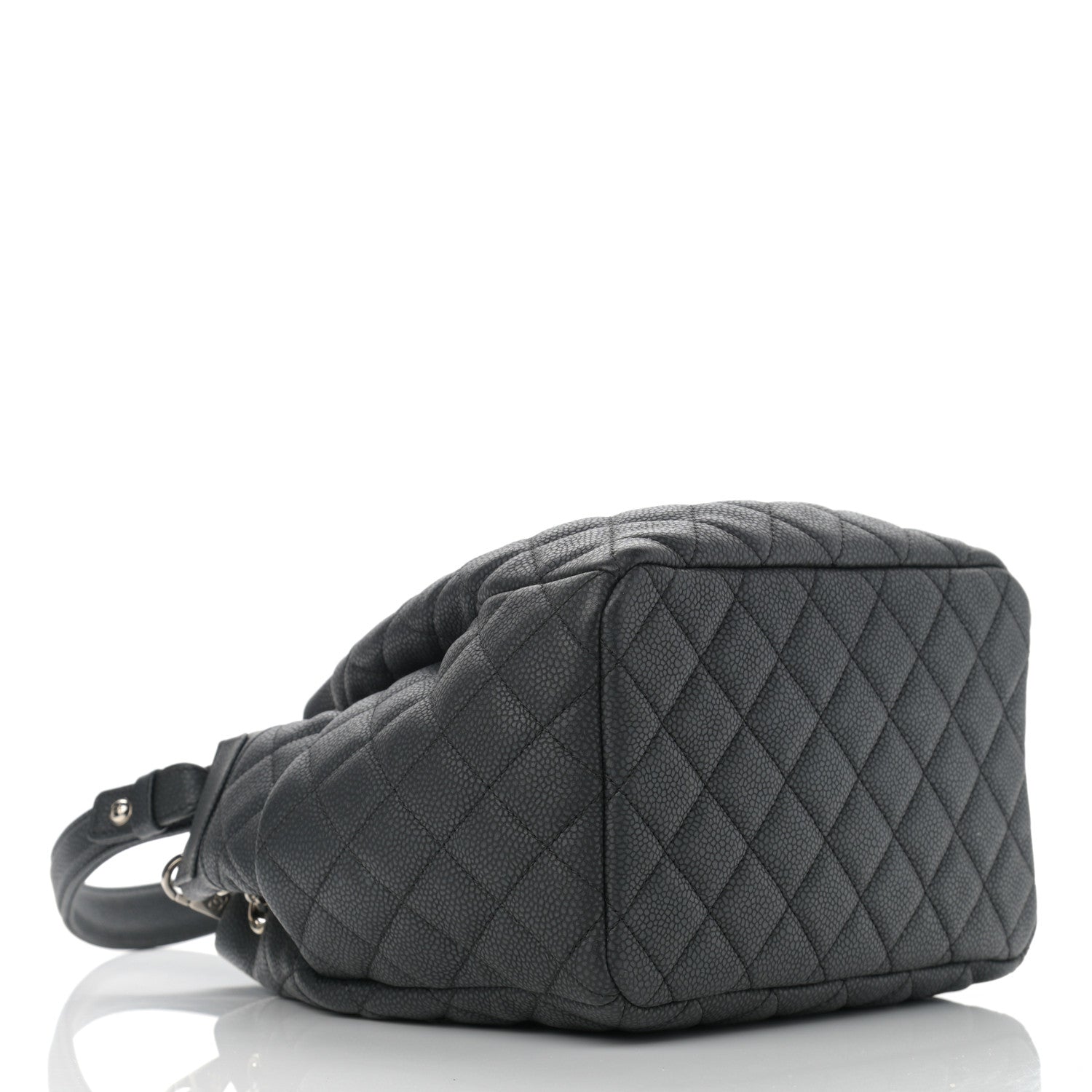Chanel Caviar Flat Quilted CC Chain Bucket Drawstring Bag Black 4 of 10