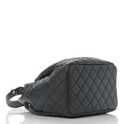 Chanel Caviar Flat Quilted CC Chain Bucket Drawstring Bag Black 4 of 10
