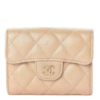 Chanel Iridescent Caviar Quilted Flap Card Holder Wallet Beige 1 of 9