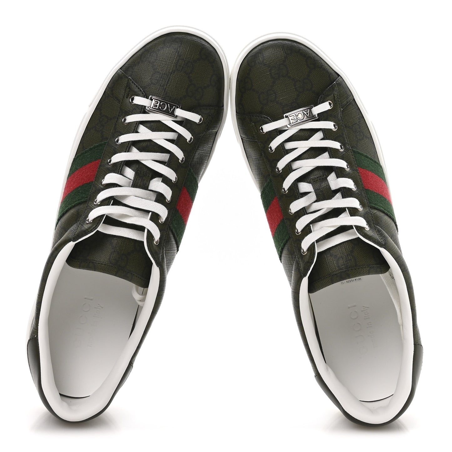 GG Supreme Monogram Web Mens New Ace Sneakers 11 Green