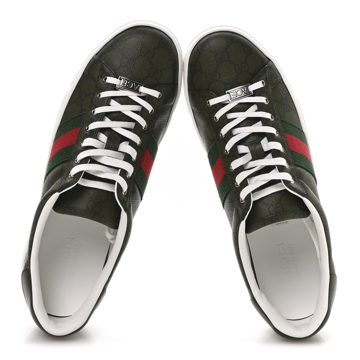 Gucci GG Supreme Monogram Web Mens New Ace Sneakers 11 Green 2 of 9