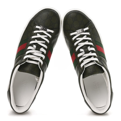 Gucci GG Supreme Monogram Web Mens New Ace Sneakers 11 Green 2 of 9