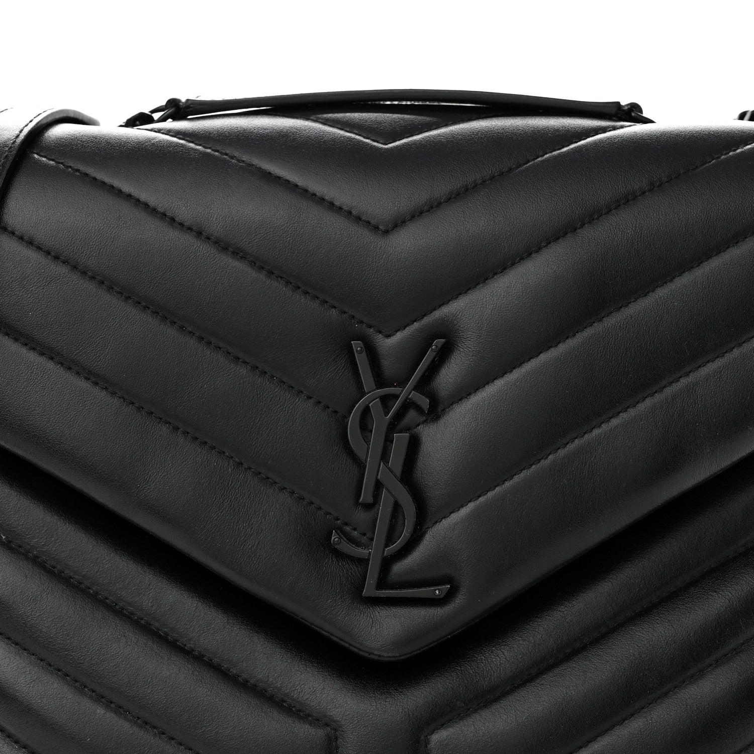 Saint Laurent Calfskin Y Quilted Monogram Monochrome Medium Loulou Chain Satchel Black 8 of 13