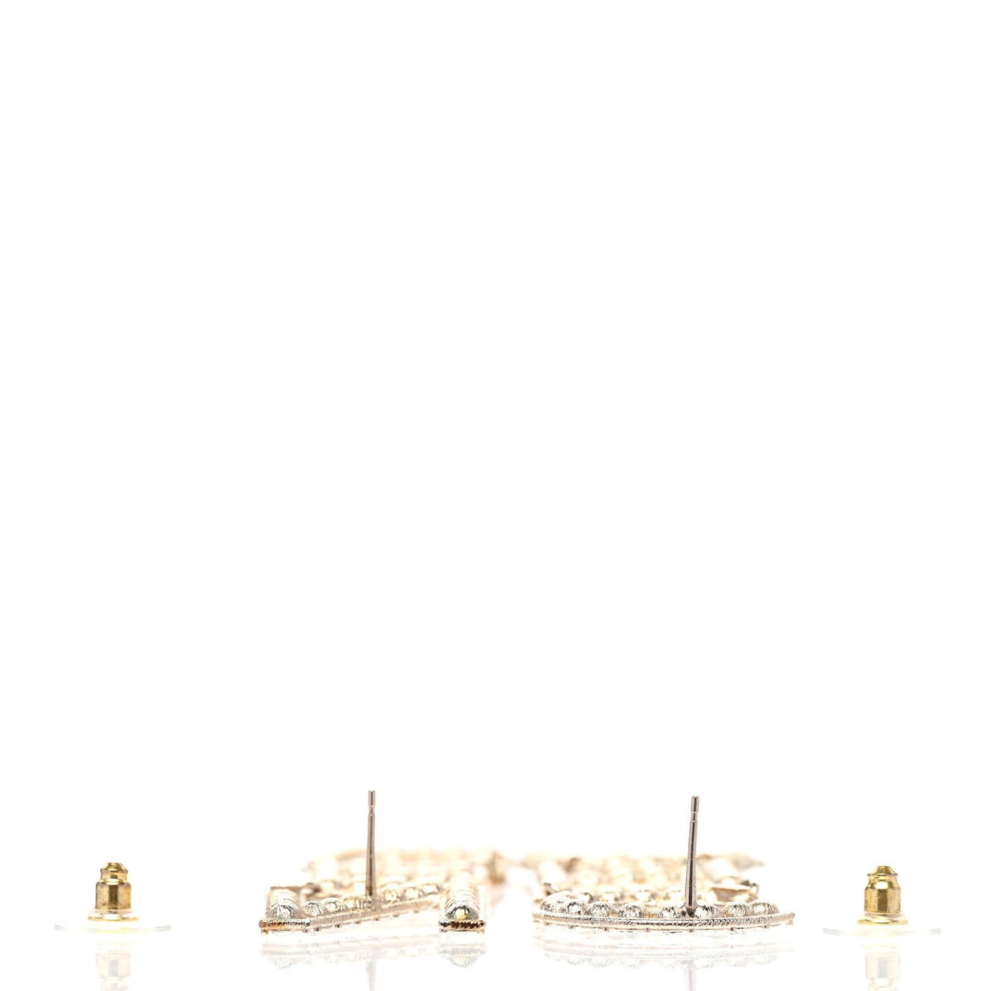 Crystal Cha-Nel Logo Drop Earrings Gold