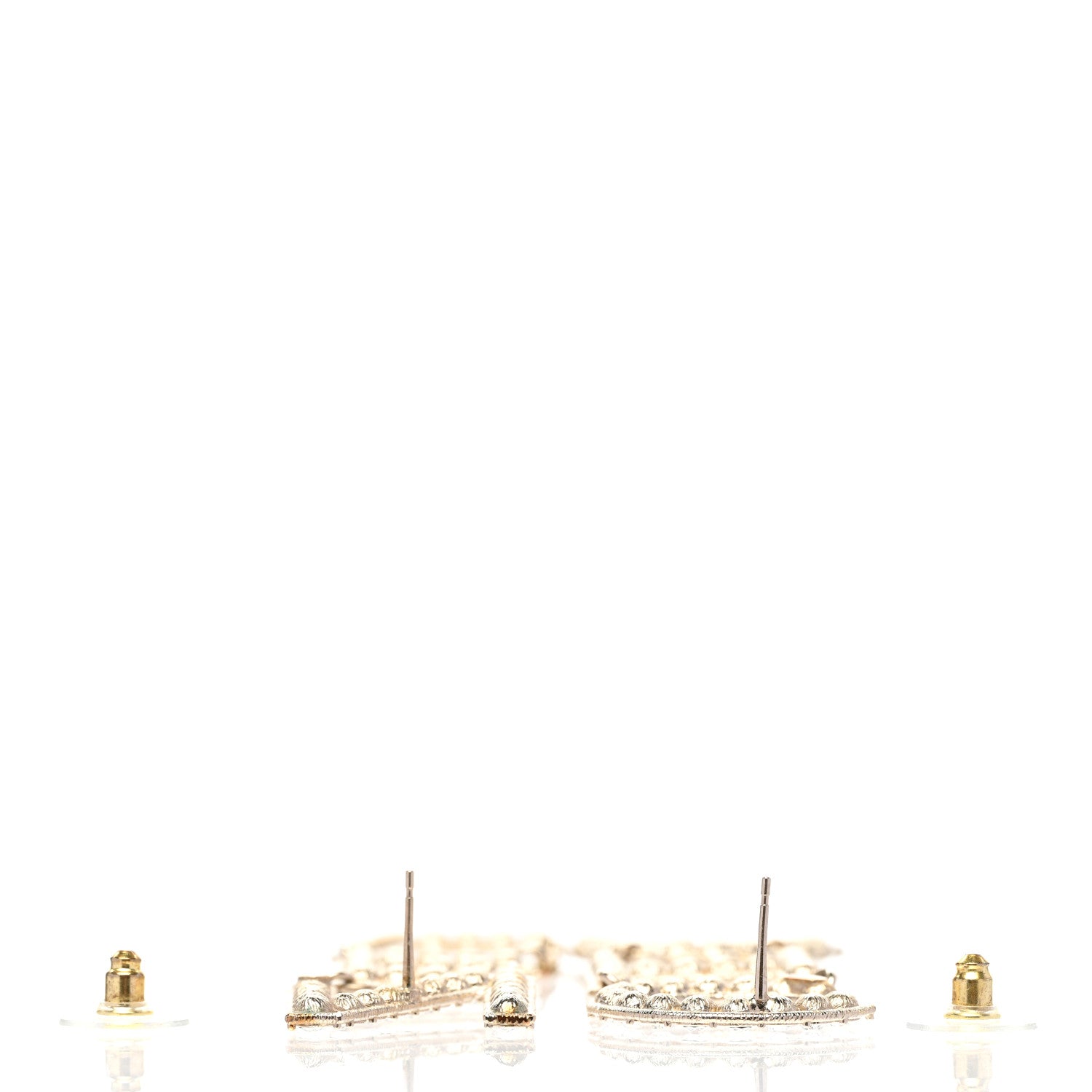 Chanel Crystal Cha-Nel Logo Drop Earrings Gold 3 of 5