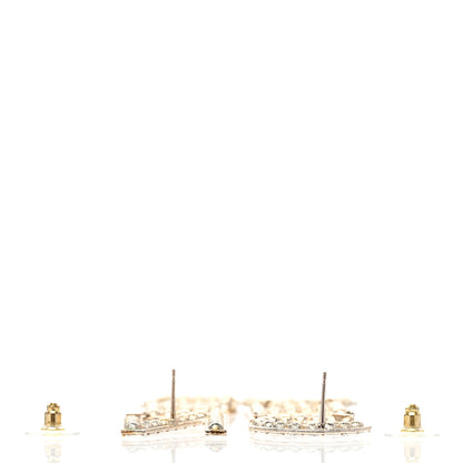 Chanel Crystal Cha-Nel Logo Drop Earrings Gold 3 of 5