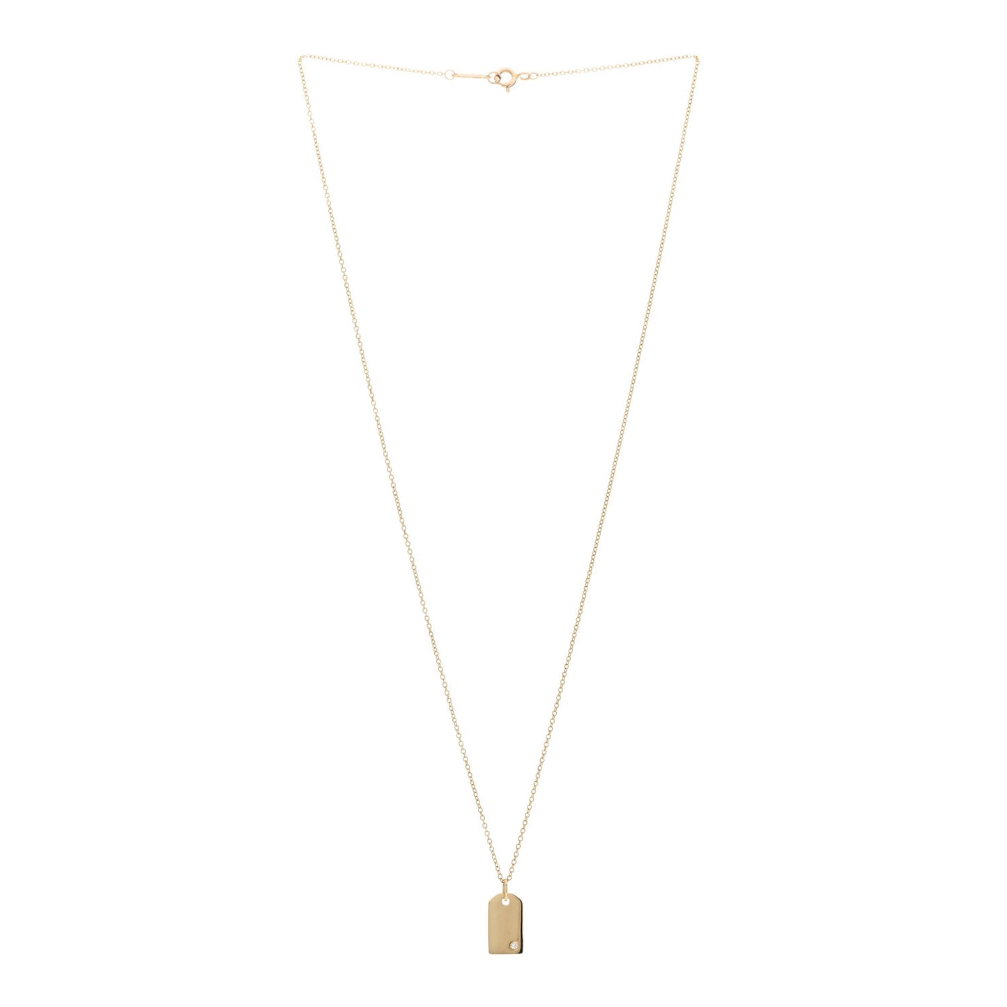 18K Yellow Gold Diamond Mini Tag Pendant Necklace