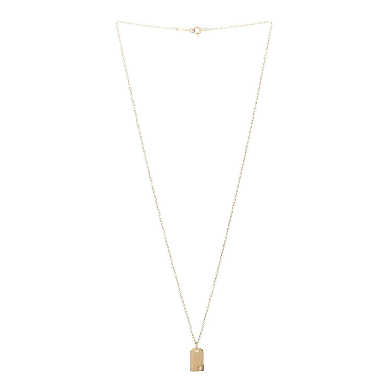 Tiffany 18K Yellow Gold Diamond Mini Tag Pendant Necklace 3 of 5