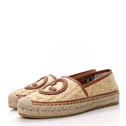 Gucci Raffia Harness Calfskin Interlocking G Adela Espadrilles 37 Palmi Naturale Harness Brown 3 of 9