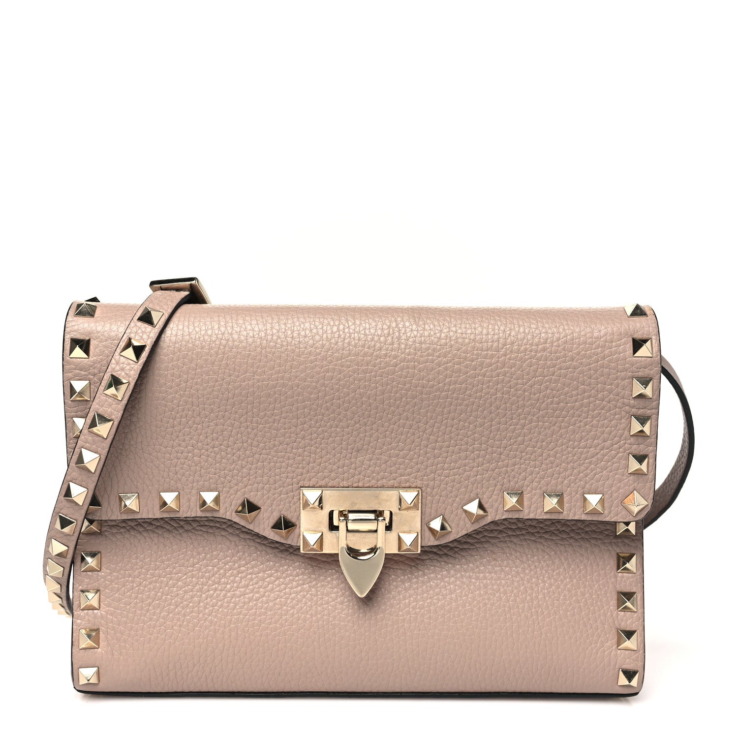 Valentino Garavani Pebbled Calfskin Medium Rockstud Flip Lock Crossbody Bag Loto 1 of 9
