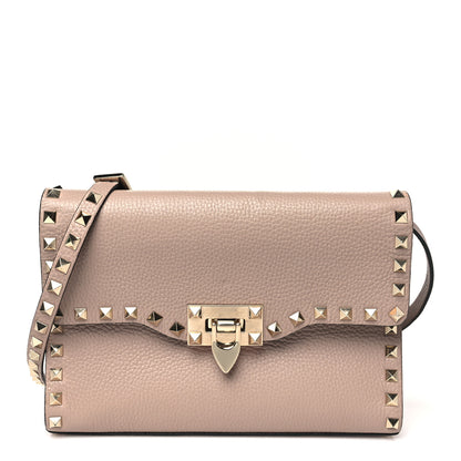 Valentino Garavani Pebbled Calfskin Medium Rockstud Flip Lock Crossbody Bag Loto 1 of 9