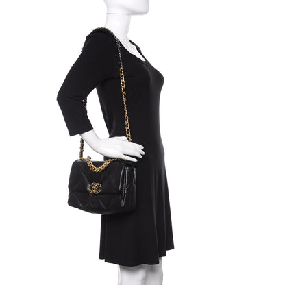 Chanel Goatskin Quilted Medium 19 Flap Black 2 of 11