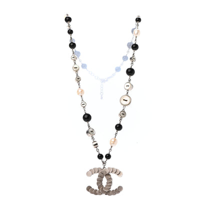 Chanel Pearl Button CC Long Necklace Black 3 of 4