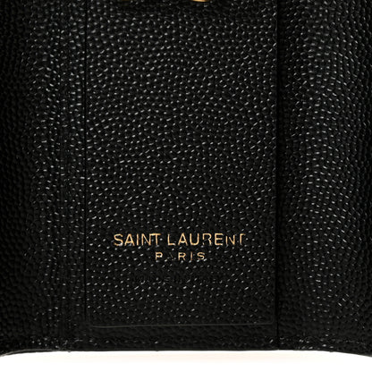 Saint Laurent Grain de Poudre Matelasse Cassandre Monogram Slim Key Case Black 6 of 7