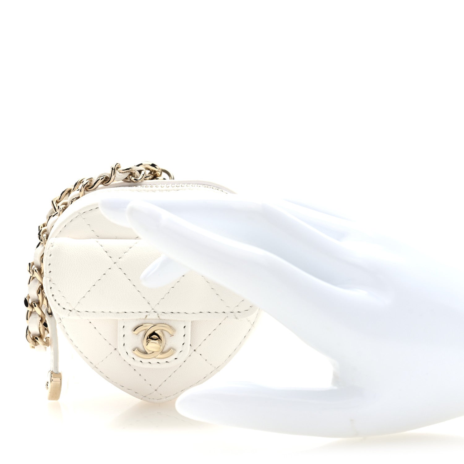 Chanel Lambskin Quilted CC Mini In Love Heart Bag Charm White 2 of 8