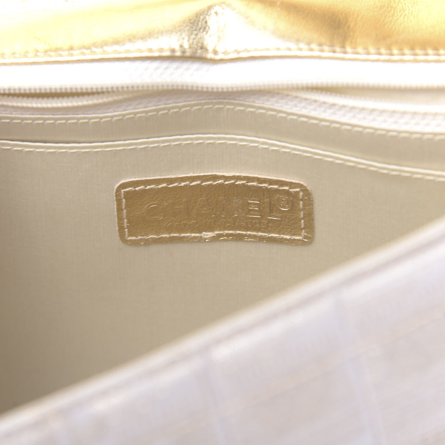 Chanel Metallic Nylon Medium Travel Flap Light Beige 6 of 16