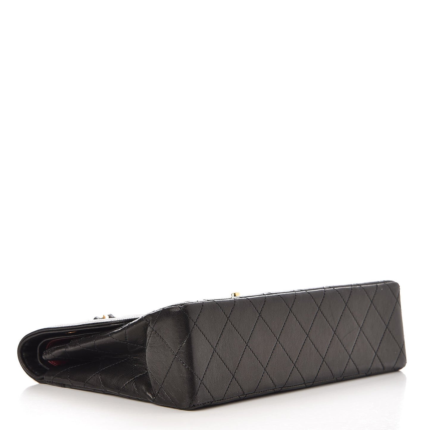 Lambskin Quilted Medium Double Flap Black