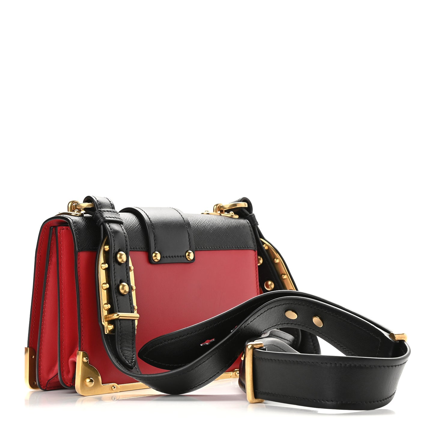 City Calfskin Saffiano Cahier Bag Fuoco Black