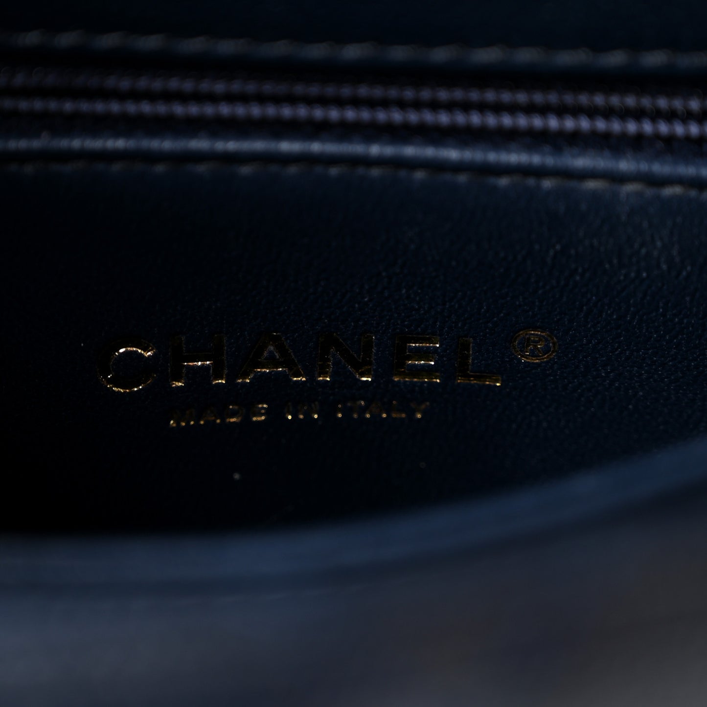 Caviar Quilted Lizard Embossed Mini Coco Handle Flap Navy Blue