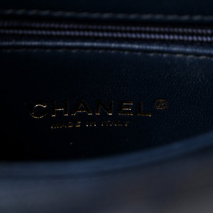 Chanel Caviar Quilted Lizard Embossed Mini Coco Handle Flap Navy Blue 6 of 13
