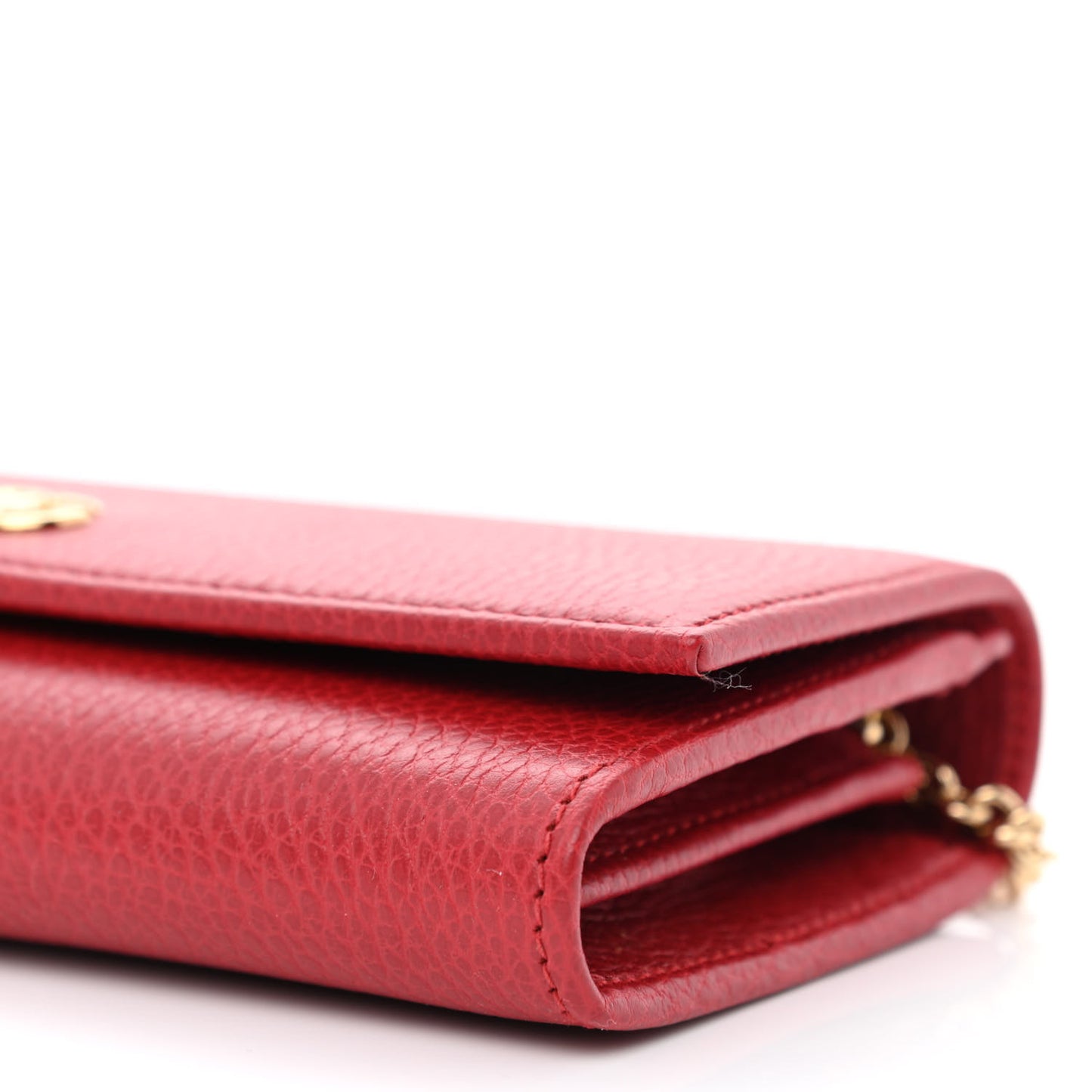 Dollar Calfskin Petite GG Marmont Wallet Chain Bag Hibiscus Red