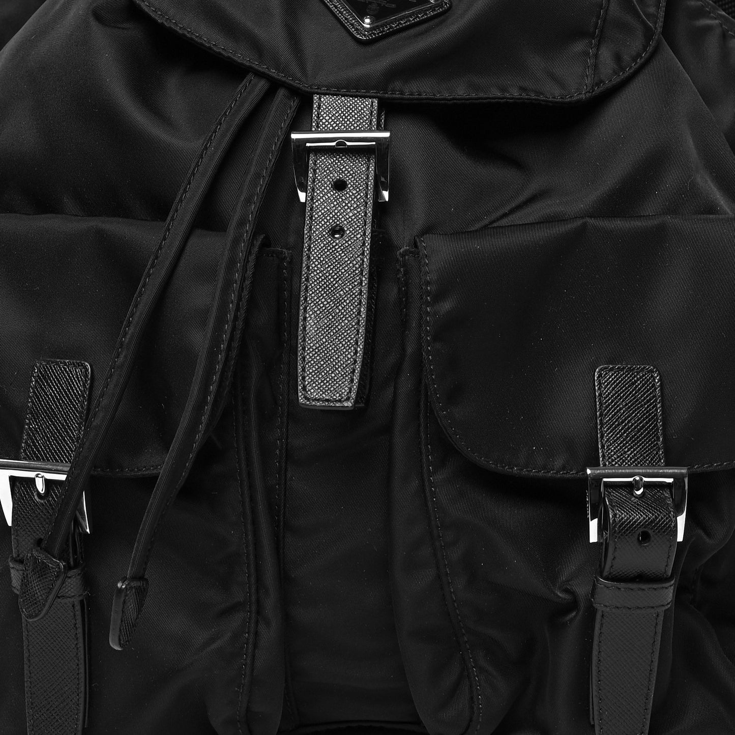 Tessuto Nylon Saffiano Medium Backpack Black