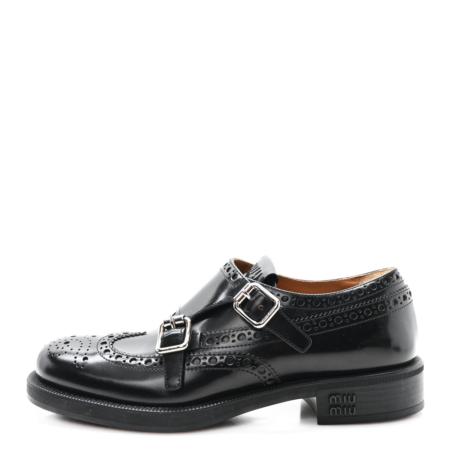Miu Miu X CHURCH'S Shiny Calfskin Double Monk Loafer 36.5 Black 1 of 10