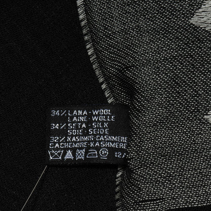 Chanel Cashmere Wool Silk CC Logo Scarf Black 5 of 5
