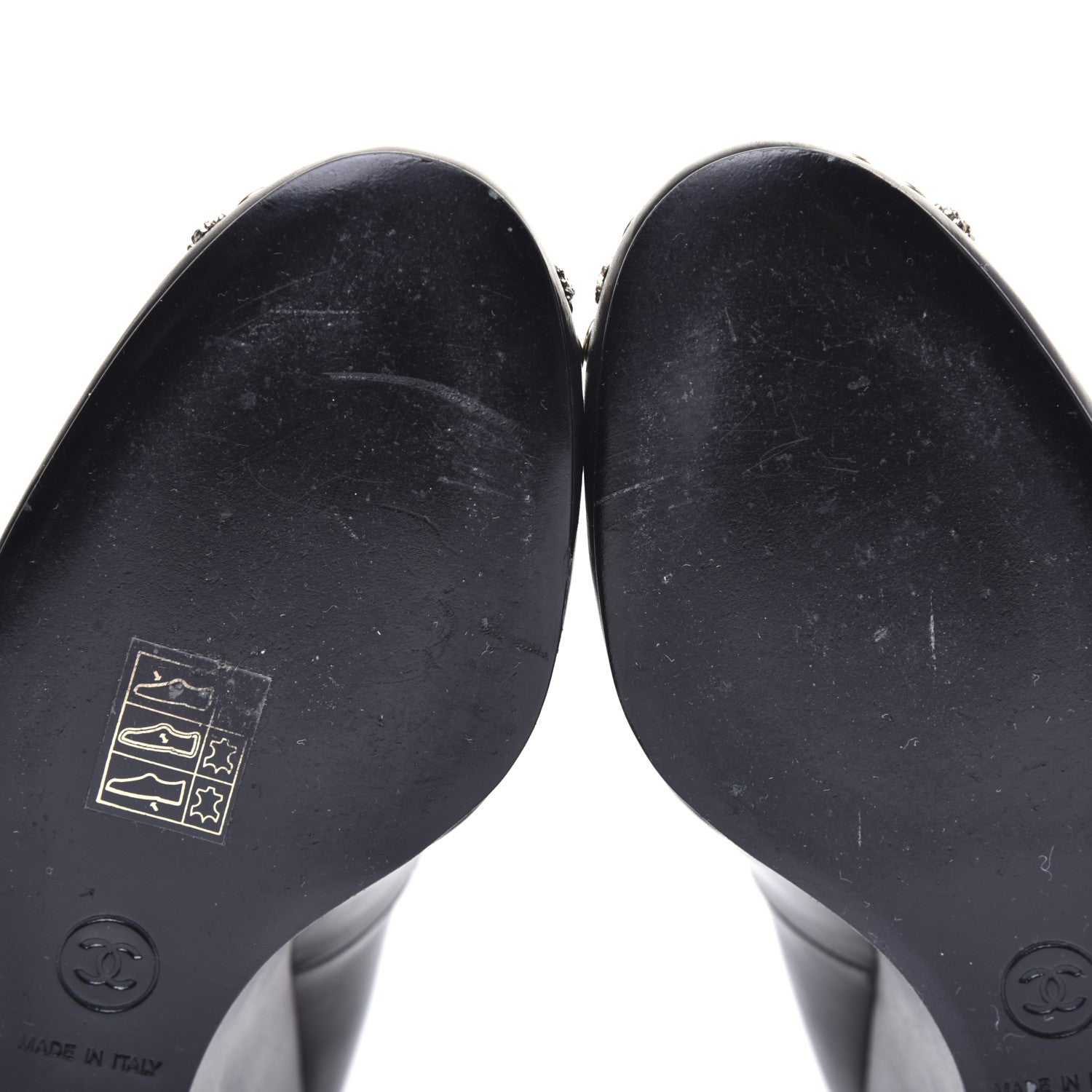 Chanel Lambskin Studded CC T-Strap Wedges 38 Black 11 of 12