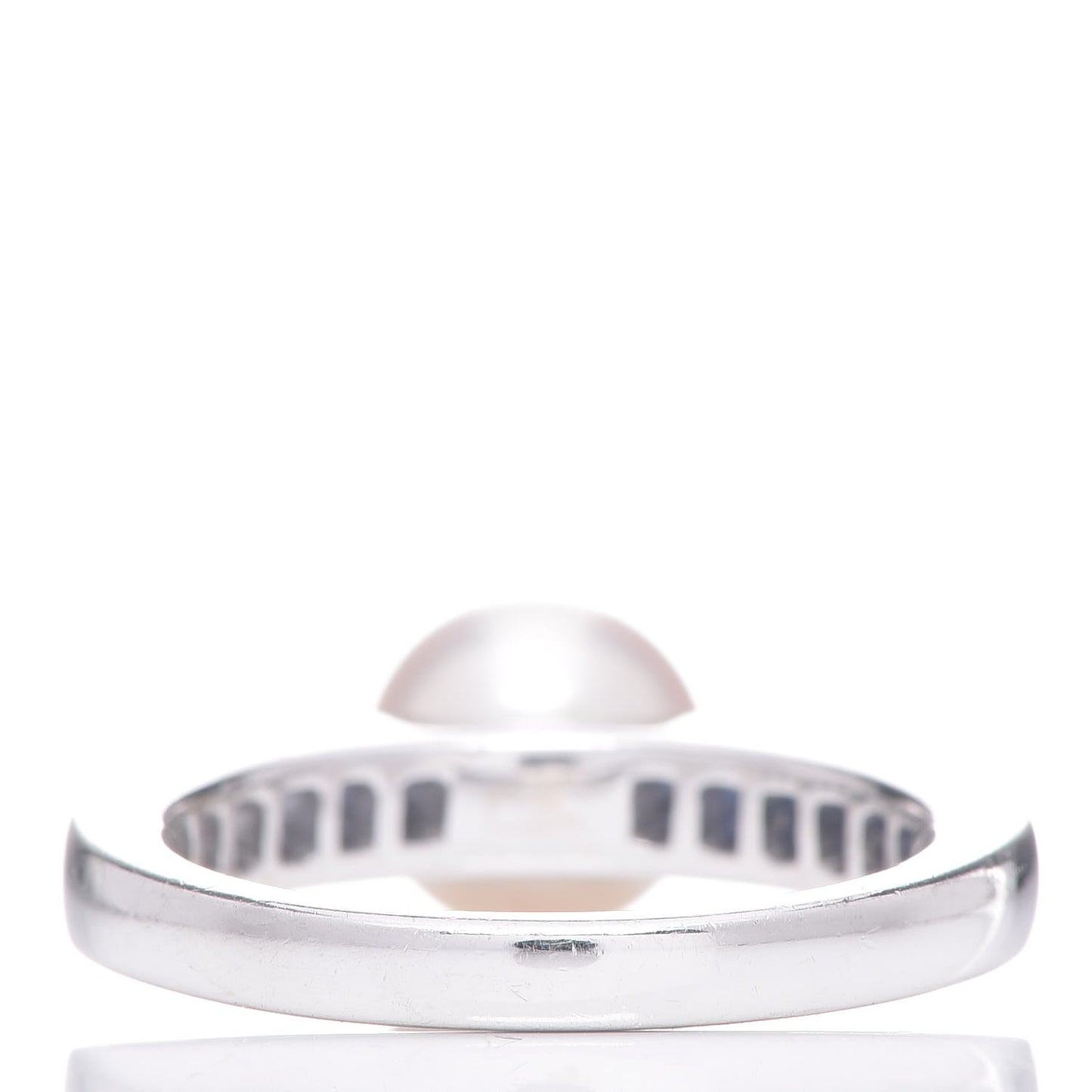 18K White Gold Sapphire Akoya Pearl 8mm Ring 51 5.75