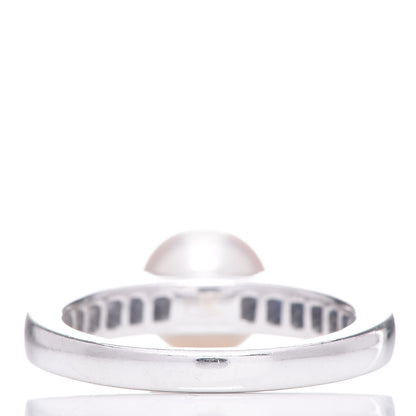 Mikimoto 18K White Gold Sapphire Akoya Pearl 8mm Ring 51 5.75 5 of 8