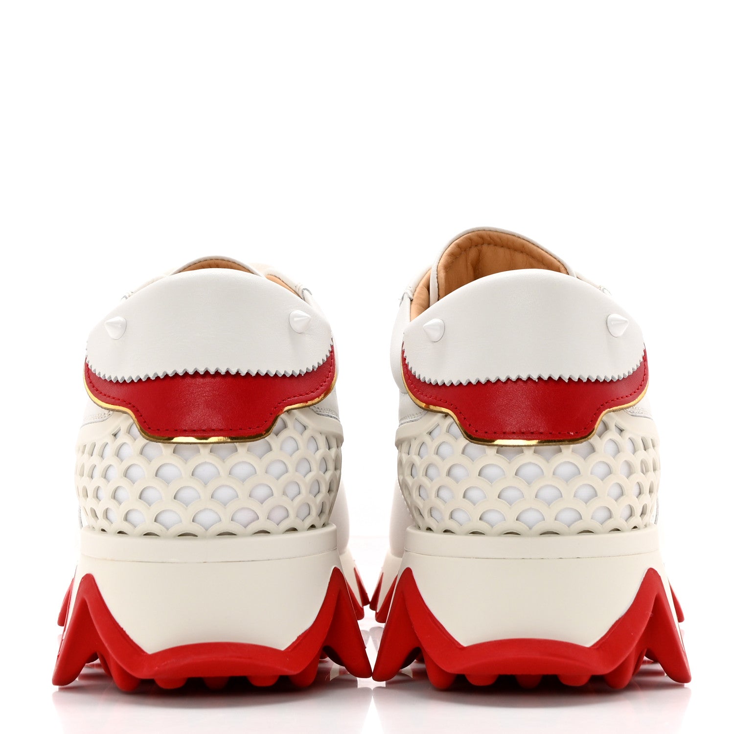 Christian Louboutin Calfskin Neoprene Womens Loubishark Sneakers 37.5 White 5 of 13
