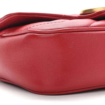 Gucci Calfskin Matelasse Super Mini GG Marmont Shoulder Bag Hibiscus Red 9 of 10
