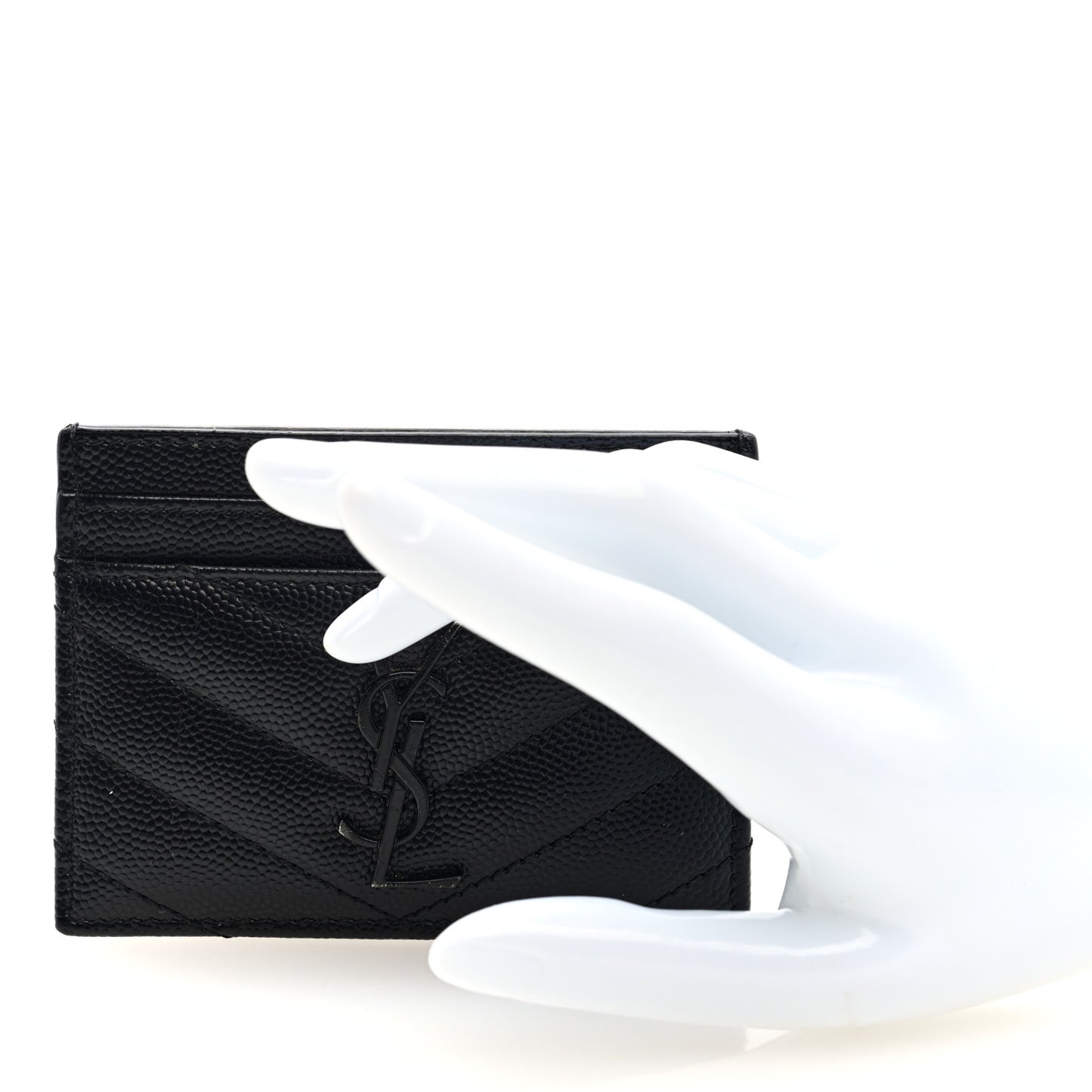 Grain De Poudre Matelasse Chevron Monochrome Monogram Credit Card Case Black