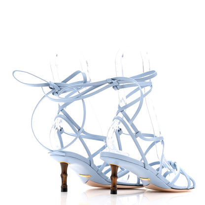Gucci Nappa Charlotte Heel Sandals 38 Porcelain Light Blue 4 of 8
