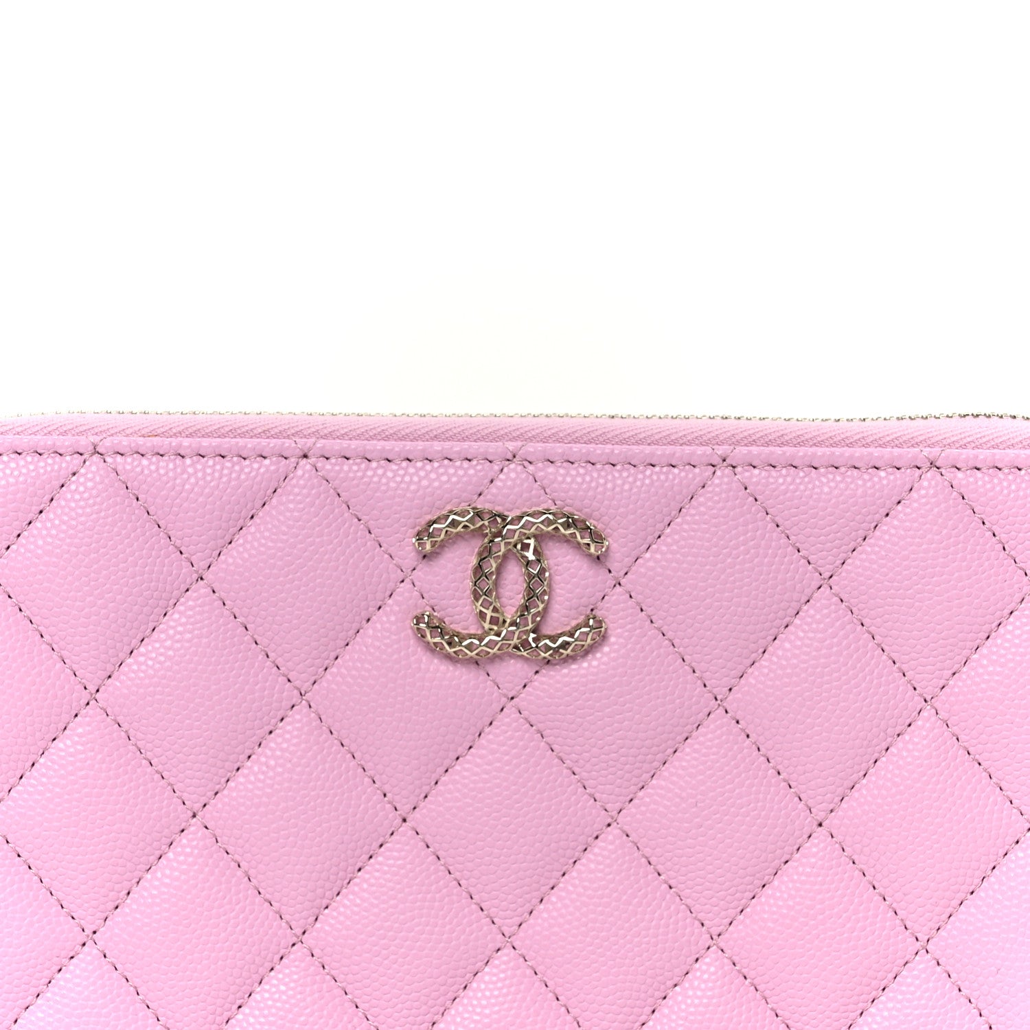 Chanel Caviar Quilted Perforated CC Long Zipped Wallet Pink 9 of 10